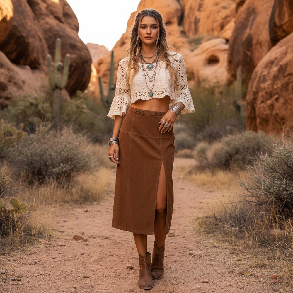 Anthropologie Faux Suede Ankle Skirt Size 6
